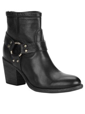 Frye Tabitha Harness Leather Heeled Moto Ankle‎ Boots Booties Womens 9B Black